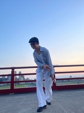 「TAKEO KIKUCHI（タケオキクチ）のアイテム（帽子）」を使った、Insta-sylivintさん（メンズ・171cm）の春コーディネート