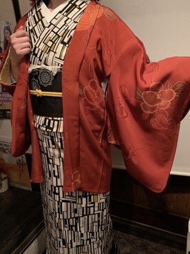 「着物」｜「アイテム（その他アウター）」を使った、farfallacorceさん（レディース・162cm）の冬コーディネート