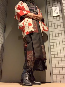 「着物」｜「アイテム（その他アウター）」を使った、farfallacorceさん（レディース・162cm）の冬コーディネート