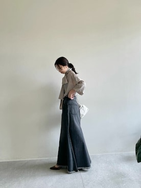 「Whim Gazette（ウィムガゼット）のアイテム（デニムスカート）」を使った、wg_takahashiさん（レディース・156cm）の夏コーディネート