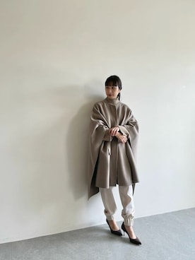 「タートルネック」｜「アイテム（ポンチョ）」を使った、wg_takahashiさん（レディース・156cm）の秋コーディネート