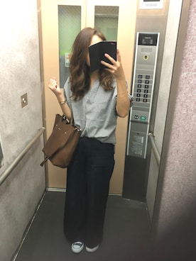「メチャカリ」｜「アイテム（Tシャツ/カットソー）」を使った、iamami62さん（レディース・158cm）の夏コーディネート