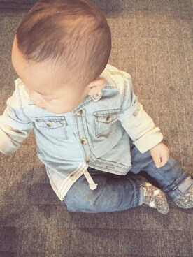 「George.（ジョージ）のアイテム（トップス）」を使った、wakuさん（キッズ・70cm）の冬コーディネート