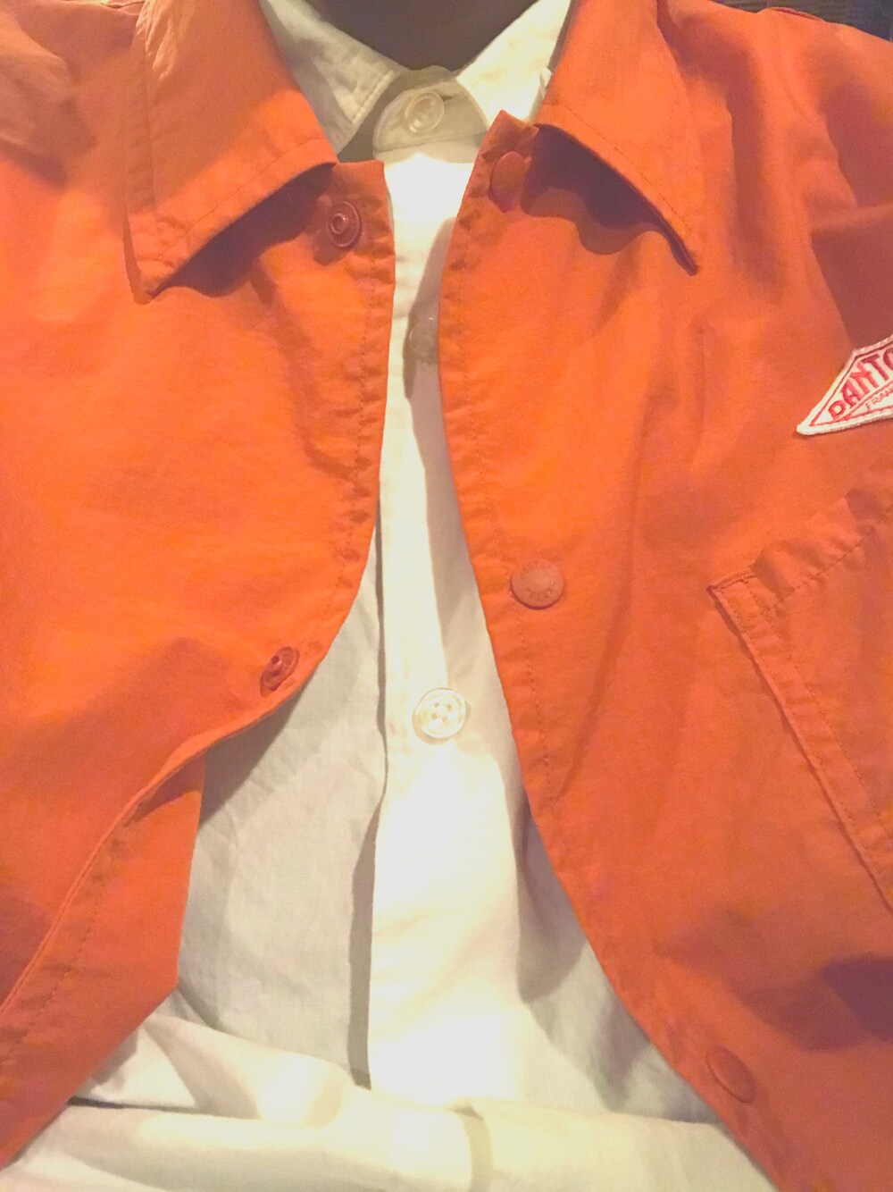 「DANTONの＜DANTON（ダントン）＞ TAFFETA COVERALL/アウター ◆（カバーオール、オレンジ系）」を使った、ほらふきさん（メンズ・183cm）の冬コーディネートの1枚目の写真