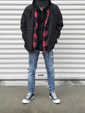 「H&M DIVIDED（エイチアンドエム　ディヴァイデッド）のアイテム（ジャケット/アウター）」を使った、ヒロポンさん（メンズ・170cm）の冬コーディネート