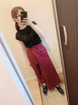 「Ameri（アメリ）のアイテム（チノパンツ）」を使った、ふくさん（レディース・155cm）の夏コーディネート