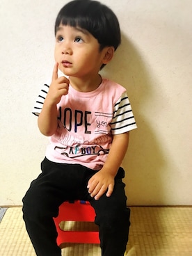 「KP BOY（ケーピーボーイ）のアイテム」を使った、aokunさん（キッズ・90cm）の夏コーディネート