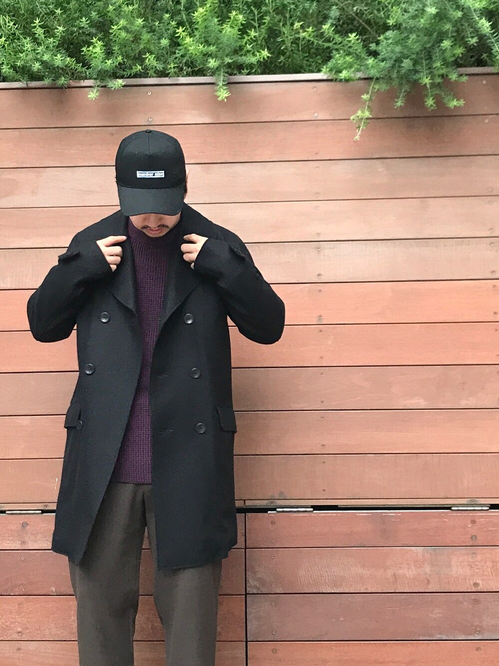 「休日スタイル、秋コーデ、シンプルコーデ、キレイめ、コート、STUDIOUS、STUDIOUS SELECT(STUDIOUS SELECT)、wjk black、NUMBER (N)INE、FIDELITY」｜「wjk blackの【wjk black】≪STUDIOUS限定≫FIDELITY別注ウールストレッチダブルロングコート（ピーコート、ブラック系）」を使った、tds_abyさん（メンズ・170cm）の秋コーディネートの1枚目の写真