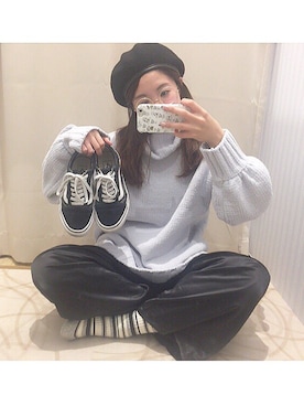 「お洒落さんと繋がりたい」｜「アイテム（ハンチング/ベレー帽）」を使った、ゆうさんさん（レディース・155cm）の秋コーディネート