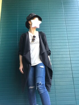 「connect（コネクト）のアイテム（帽子）」を使った、MACHiCOさん（レディース・153cm）の春コーディネート