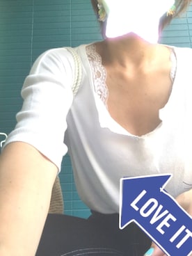 「AZUL by moussy（アズールバイマウジー）のサーマルキーネック半袖PO（Tシャツ/カットソー、ホワイト系）」を使った、MACHiCOさん（レディース・153cm）の夏コーディネート