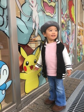 「FITH（フィス）のアイテム（スタジャン）」を使った、MAYさん（キッズ・90cm）の冬コーディネート