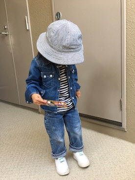 「ARCH & LINE（アーチアンドライン）のアイテム（帽子）」を使った、MAYさん（キッズ・90cm）の春コーディネート