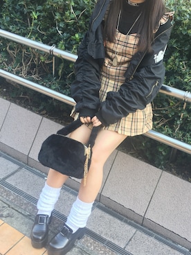「ルーズソックス」｜「アイテム（ブルゾン）」を使った、なかごみさん（レディース・152cm）の冬コーディネート