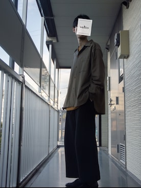 「LIDNM（リドム）のアイテム（シャツ/ブラウス、ブラウン系）」を使った、saItoさん（メンズ・180cm）の春コーディネート