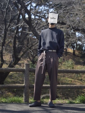 「UNIQLO（ユニクロ）のアイテム（Tシャツ/カットソー、グレー系）」を使った、saItoさん（メンズ・180cm）の春コーディネート