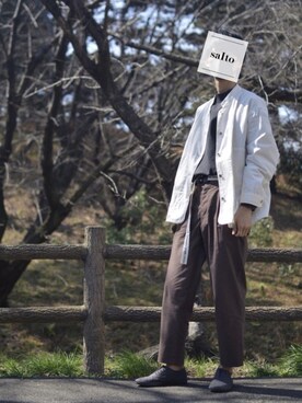 「UNIQLO（ユニクロ）のアイテム（デニムジャケット、ホワイト系）」を使った、saItoさん（メンズ・180cm）の春コーディネート