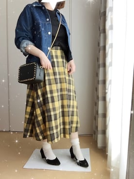 「GRL（グレイル）のアイテム（デニムジャケット）」を使った、りゅうこさん（レディース・150cm）の春コーディネート