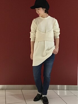 「ワッフルクルーネックＴ」｜「アイテム（その他トップス）」を使った、JOURNAL STANDARD relume　EXPOCITY店さん（レディース・162cm）の秋コーディネート