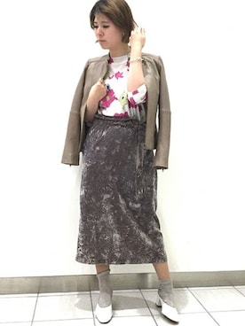 「JOURNAL STANDARD relume（ジャーナルスタンダード　レリューム）のアイテム（ライダースジャケット）」を使った、JOURNAL STANDARD relume　EXPOCITY店さん（レディース・163cm）の冬コーディネート