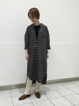 「JOURNAL STANDARD relume（ジャーナルスタンダード　レリューム）のアイテム（シャツワンピース）」を使った、JOURNAL STANDARD relume　EXPOCITY店さん（レディース・162cm）の秋コーディネート