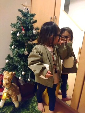「Right-on（ライトオン）のアイテム（ブルゾン）」を使った、MikAnさん（キッズ・90cm）の冬コーディネート