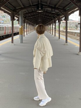 「LOWRYS FARM（ローリーズファーム）のセンタープレスカラーフレアパンツ　870189（その他パンツ）」を使った、柴さん（レディース・158cm）の冬コーディネート