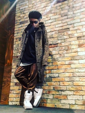 「NO ID.（ノーアイディ）のアイテム（その他アウター）」を使った、kazu.rock.001さん（メンズ・172cm）の冬コーディネート
