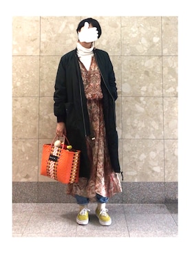 「H&M（エイチ・アンド・エム）のアイテム（MA-1）」を使った、yskさん（レディース・170cm）の冬コーディネート