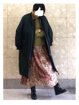 「H&M（エイチ・アンド・エム）のアイテム（MA-1）」を使った、yskさん（レディース・170cm）の冬コーディネート