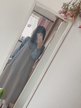 「ワッフルクルーネックＴ」｜「アイテム（ワンピース/ドレス）」を使った、Vanillaさん（レディース・155cm）の春コーディネート