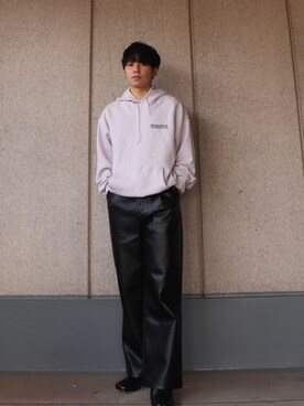 「レザーコーデ」｜「アイテム（ブーツ）」を使った、yumitatekeitaさん（メンズ・166cm）の春コーディネート