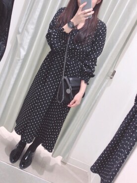 「ドットワンピ」｜「アイテム（アナログ腕時計）」を使った、ケニー  (kenny)さん（レディース・160cm）の冬コーディネート