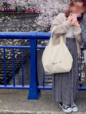 「LOWRYS FARM（ローリーズファーム）のワッフルカーデ　802572（カーディガン/ボレロ、ベージュ系）」を使った、ayaさん（レディース・147cm）の春コーディネート