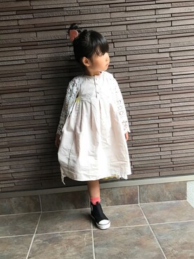 「allolun.（オールオルン）のアイテム（ワンピース/ドレス）」を使った、みぃくさん（キッズ・100cm）の夏コーディネート
