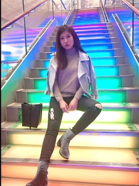 「PULL&BEAR（プルアンドベア）のアイテム（ブーツ）」を使った、irisheiさん（レディース・165cm）の冬コーディネート