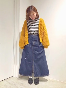 「SEVENDAYS=SUNDAY（セブンデイズサンデイ）のアイテム（デニムスカート）」を使った、ももこさん（レディース・157cm）の秋コーディネート
