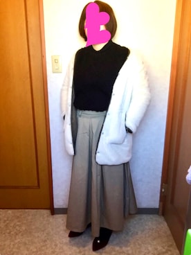 「カーゴスカート」｜「アイテム（ブルゾン）」を使った、ayumiさん（レディース・158cm）の冬コーディネート