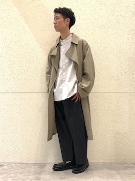 「niko and...（ニコアンド）のアイテム（ステンカラーコート）」を使った、中村/niko and ... mozoさん（メンズ・170cm）の春コーディネート