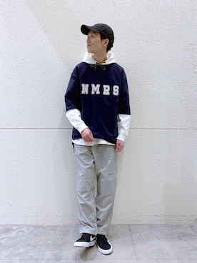 「NUMERALS（ヌメラルズ）のアイテム（帽子）」を使った、中村/niko and ... mozoさん（メンズ・170cm）の春コーディネート
