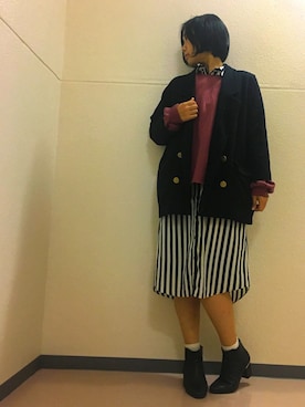 「haco!（ハコ）のアイテム（その他アウター、ブラック系）」を使った、大月 梓さん（レディース・164cm）の秋コーディネート