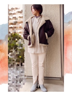 「select MOCA（セレクトモカ）の2020 S/S シアーポプリンブザム切替えバンドカラーBigシースルーシャツ/スタンドカラールーズシルエットペールカラーロングシアーシャツ/シアーブラウス（シャツ/ブラウス、グレー系）」を使った、大月 梓さん（レディース・164cm）の秋コーディネート
