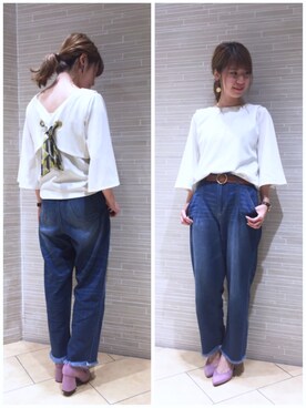 「laboratory work（ラボラトリーワーク）のチャンキーヒールパンプス（パンプス）」を使った、ｍｉｙｕさん（レディース・161cm）の夏コーディネート
