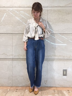 「laboratory work（ラボラトリーワーク）のチャンキーヒールパンプス（パンプス）」を使った、ｍｉｙｕさん（レディース・161cm）の秋コーディネート