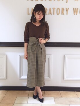「laboratory work（ラボラトリーワーク）のチャンキーヒールパンプス（パンプス）」を使った、ｍｉｙｕさん（レディース・161cm）の秋コーディネート