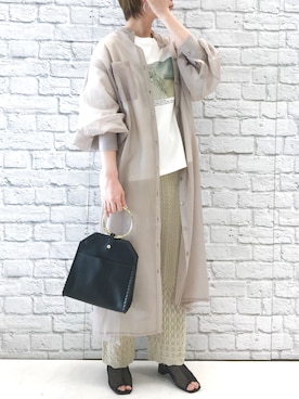 「おうちスタイル」｜「アイテム（シャツワンピース）」を使った、ｍｉｙｕさん（レディース・161cm）の春コーディネート