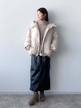 「mysty woman（ミスティウーマン）のアイテム（ダウンジャケット/コート）」を使った、ｍｉｙｕさん（レディース・161cm）の冬コーディネート
