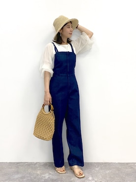 「mysty woman（ミスティウーマン）のアイテム（オールインワン・サロペット）」を使った、ｍｉｙｕさん（レディース・161cm）の春コーディネート