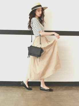 「DONOBAN（ドノバン）の【ブラック系その他/ZOZO限定カラー】フラット足袋パンプス（パンプス）」を使った、DONOBAN OFFICIALさん（レディース・165cm）の夏コーディネート