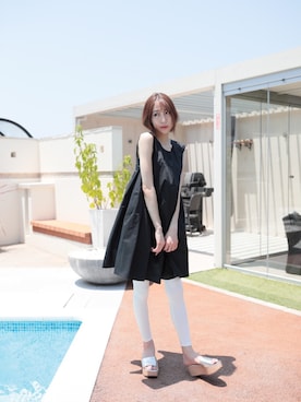 「アイテム（レギンス/スパッツ、ホワイト系）」を使った、DONOBAN OFFICIALさん（レディース・165cm）の夏コーディネート